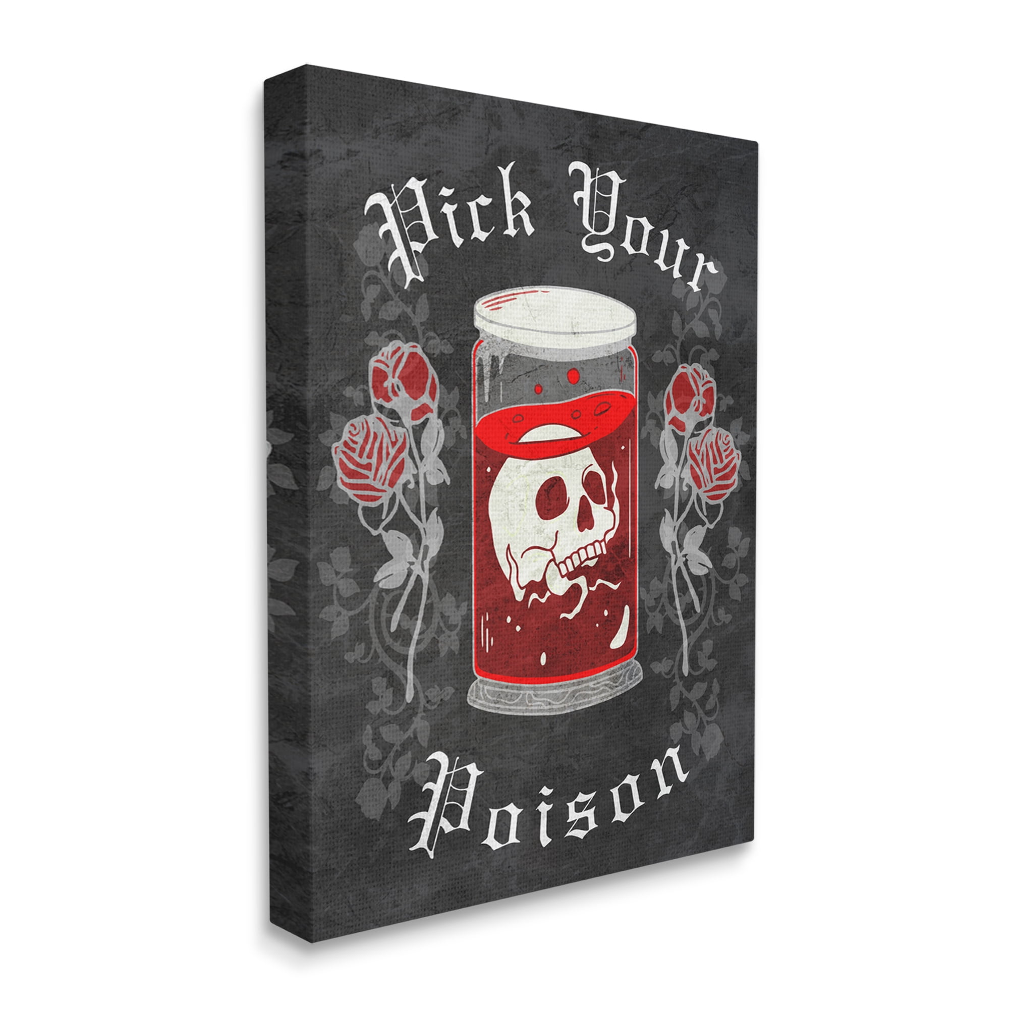 Stupell Industries Pick Your Poison Skull Holiday Painting Gallery Wrapped Canvas Print Wall Art, 16 x 20