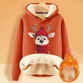 thumbnail image 2 of Telankuip Sherpa Lined Christmas Hoodies for Women Fall Winter Cute Xmas Elk Graphic Print Long Sleeve Pullover Sweatshirts Oversized Thick Warm Comfy Casual Tops Orange XL, 2 of 3