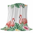 thumbnail image 6 of Pink Flamingo Birds Blanket Soft Cozy Warm Throw Blanket for Couch, Plush Fuzzy Flannel Fleece Blankets for Sofa, Summer Tropical Plants Flowers Bed Blankets Lightweight Gifts for Women, 50"x60", 6 of 9