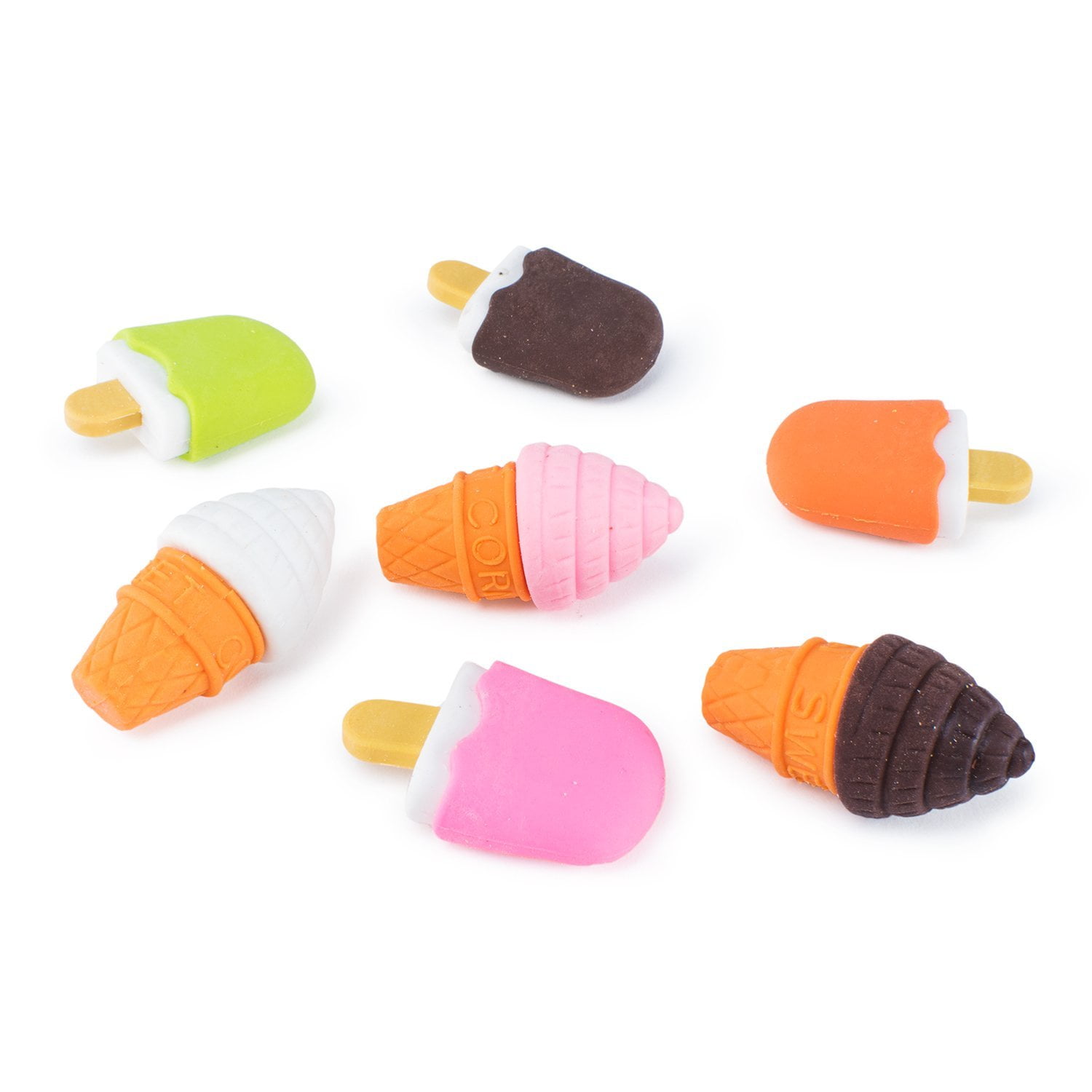 Assorted Colors, 1 Sweet Treats 48 Adorable Ice Cream Cone /& Frozen Treat Erasers; Kids Party Favors!!