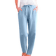 thumbnail image 2 of Pantalones informales de lino lisos para mujer con cintura elástica y cordón, 2 of 7