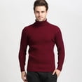 thumbnail image 1 of Suéter de cuello alto para hombre de otoño e invierno, suéter básico con patrón vertical de color sólido informal para hombre, 1 of 5