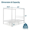 thumbnail image 6 of Zinus Patricia 72" White Metal Canopy Platform Bed Frame, Queen, 6 of 7