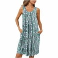 thumbnail image 2 of Sakmal Knee Length Moo Moo Tank Nightgown for Women Blue Casual Vintage Mumu Dress Floral Sleeveless Sleep Tanks with Pockets, 2 of 7
