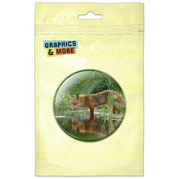 Fox in Pond Pinback Button Pin Badge