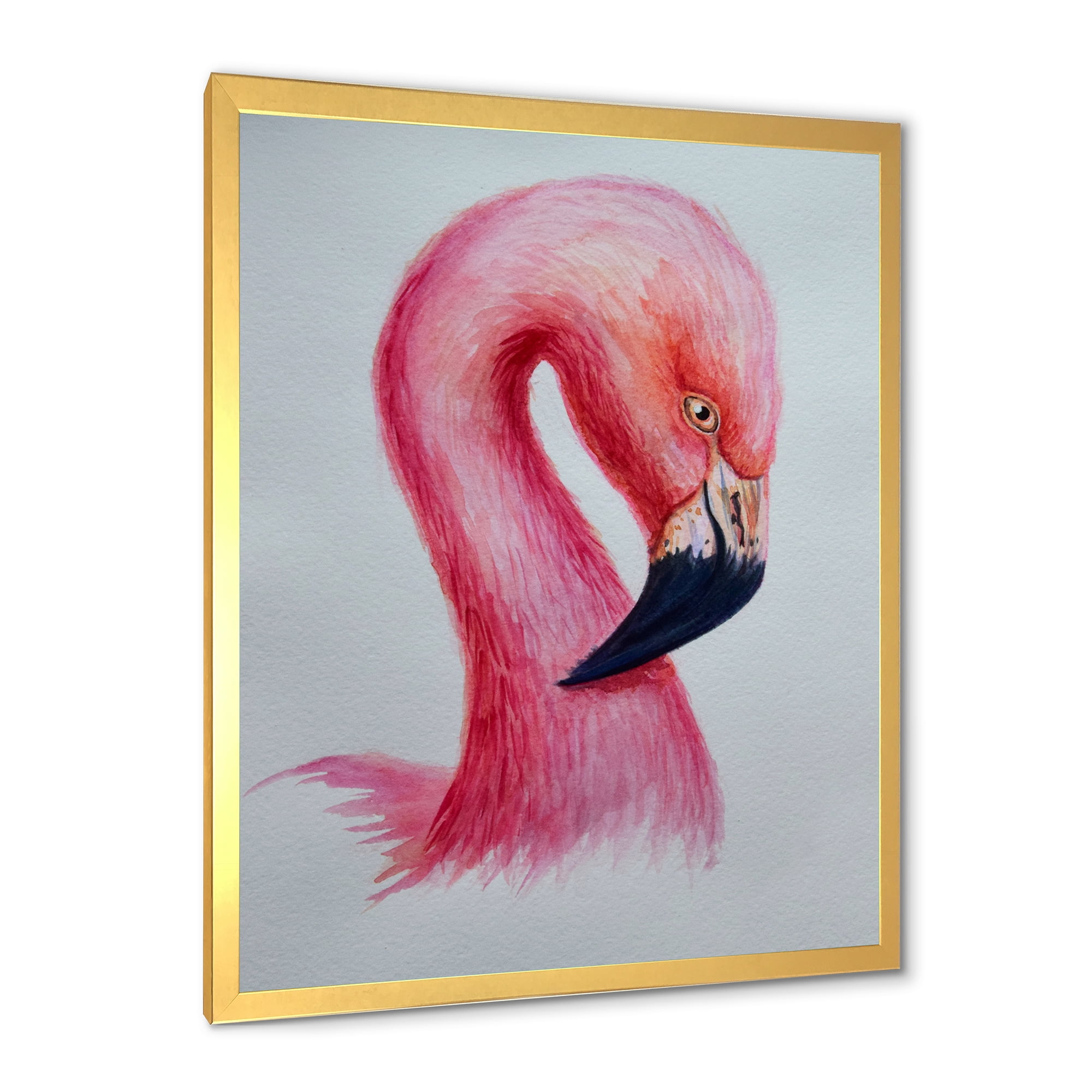 Designart 'Abstract Portrait of Pink Flamingo IV' Farmhouse Framed Art Print