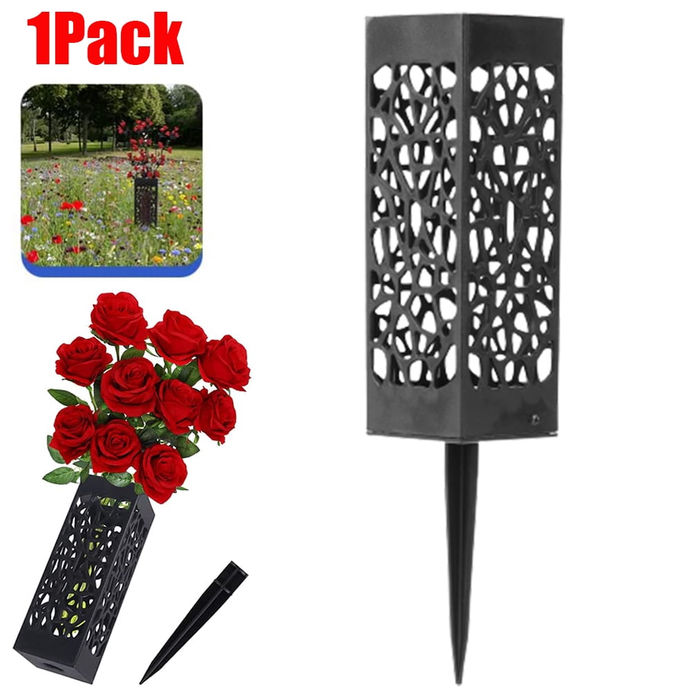Elbourn 1 Pack Grave Decorations for Cemetery, Black Plastic Cemetery