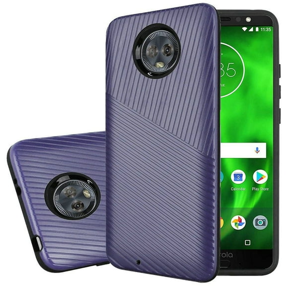 GSA Texture Embossed Lines Hybrid Case for Moto G7 Play - Purple