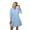 Blue, variant on Women's 3/4 Sleeve Gingham V-Neck Button Down Tiered Ruffle Shirt Dress with Pockets, XS-2XL