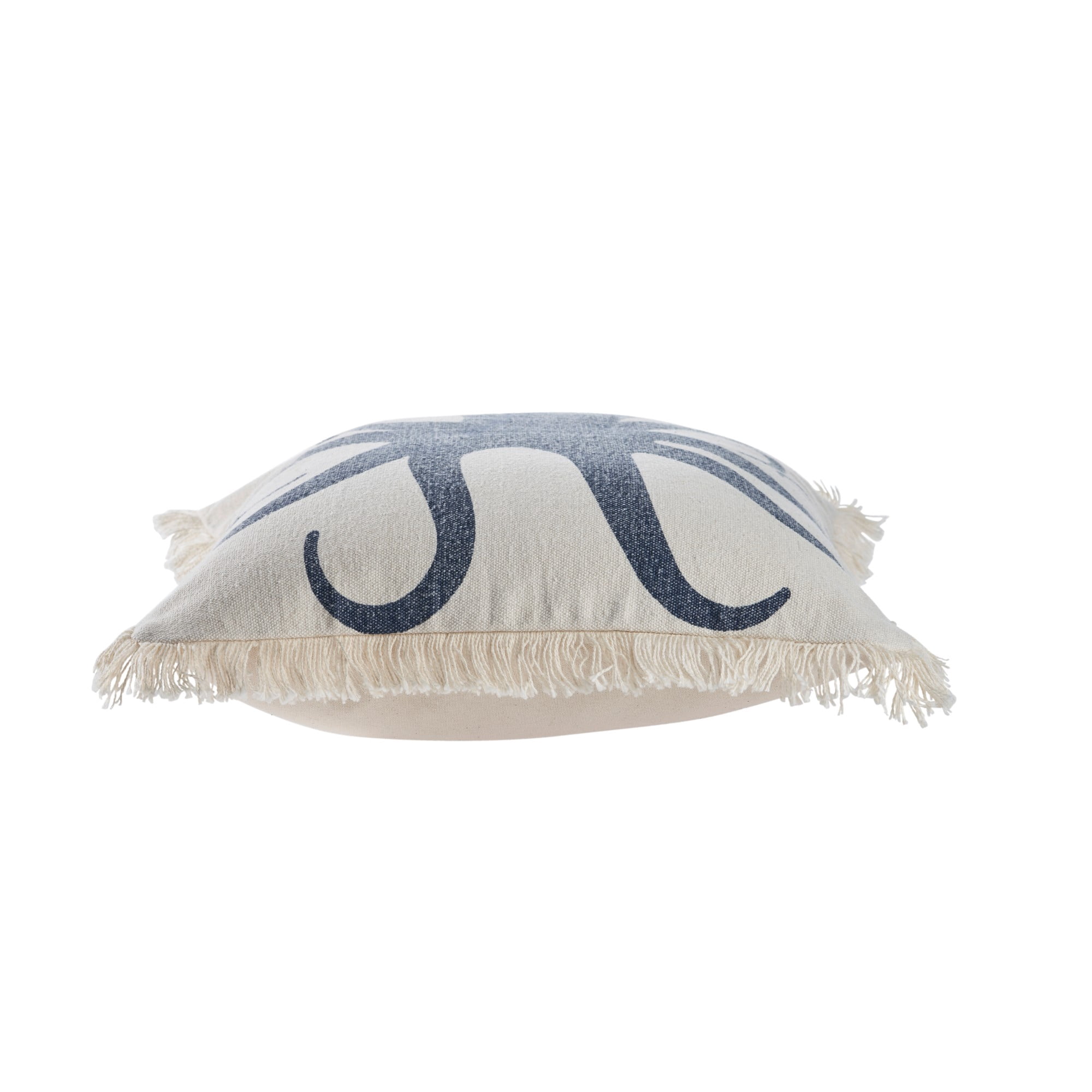 Laddha Home Designs Handwoven Octopus Cotton Throw Pillow Cover - 18" - White and Blue