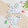 thumbnail image 4 of Lkhaha Girls' Two-Piece Bikini Swimsuit Set Colorful Floral Print Ruffled Strap Bathing Suit Quick Dry Green 4-5 Years, 4 of 7