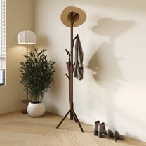 Home Design Houma Solid Wood Freestanding 8-Hook Coat Rack, Brown – Entryway, Hallway, Bedroom Organizer for Jackets & Hats