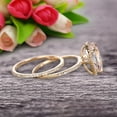 thumbnail image 3 of Bridal Ring Pear Shape 1.75 Carat Morganite Wedding Ring Set Engagement Ring 10k Yellow Gold Claw Prong Halo Matching Band Vintage looking, 3 of 3