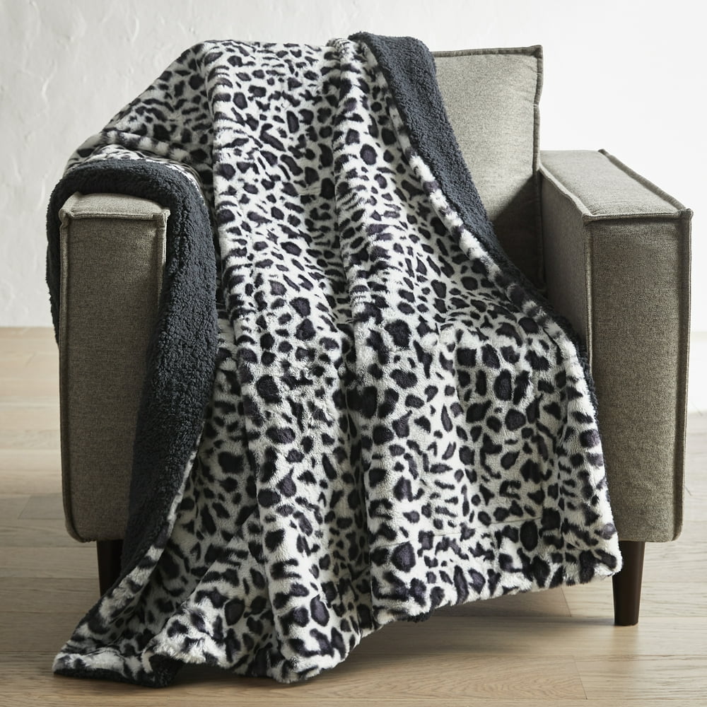 Better Homes & Gardens Cheetah Faux Rabbit Fur and Sherpa Throw Blanket