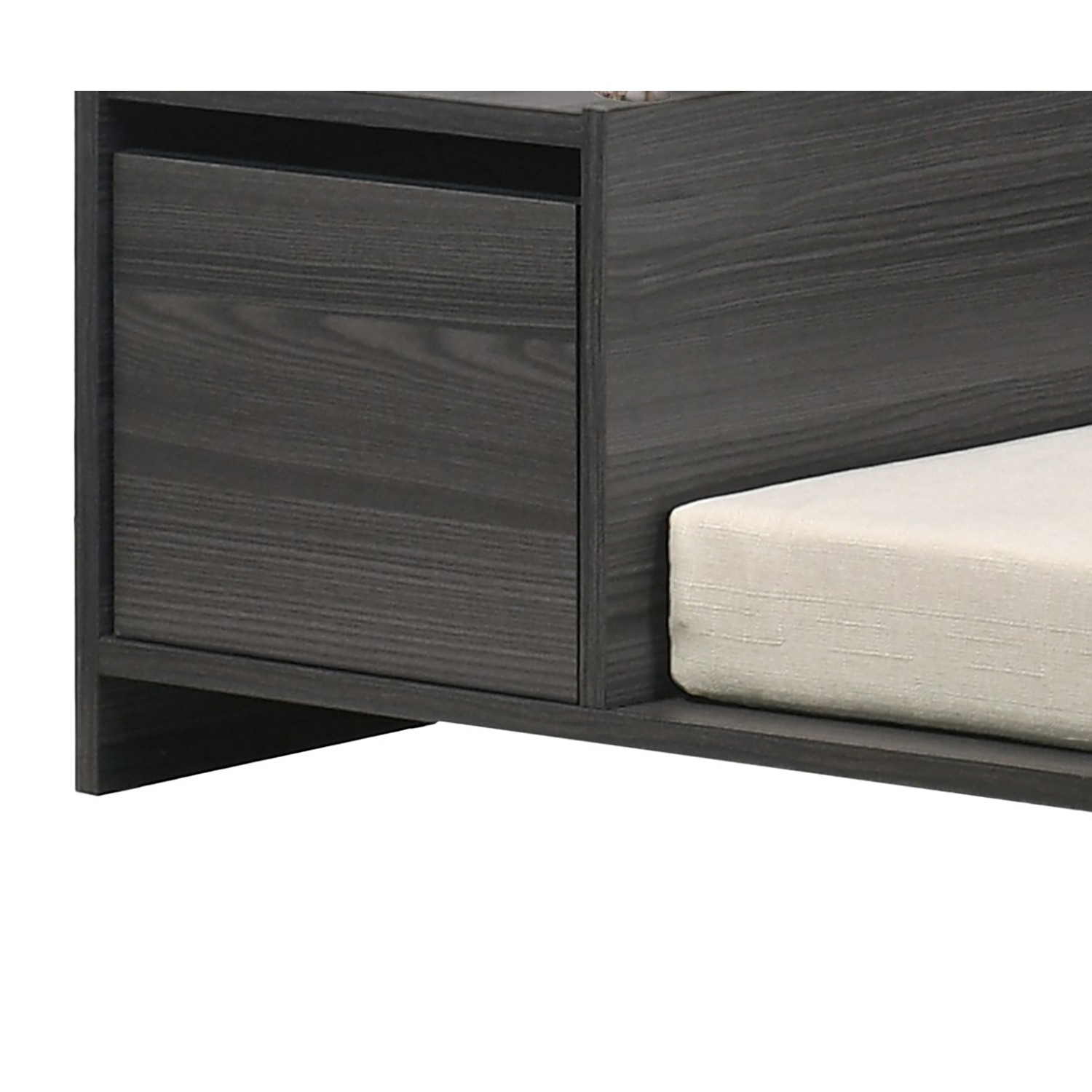 Pefilos 47" Wooden Dog Bed, Small to Medium Elevated Pet Bed with Cushion and Side Storage Compartment, Gray Pefilos 47" Wooden Dog Bed, Small to Medium Elevated Pet Bed with Cushion and Side Storage Compartment, Gray
