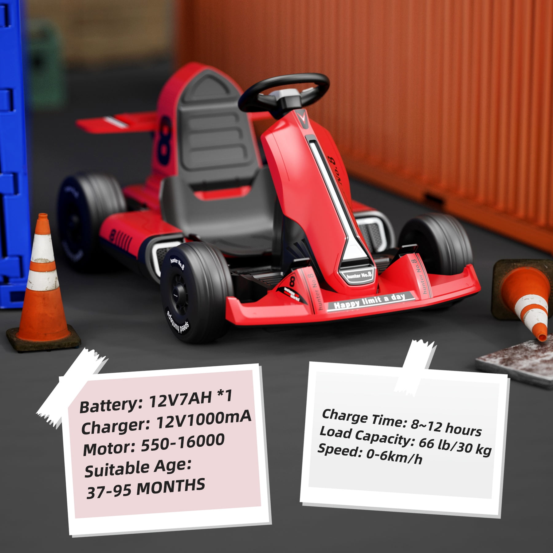 XJD Electric Go Kart 12V 7Ah Battery Powered Pedal Go Karts for 3+