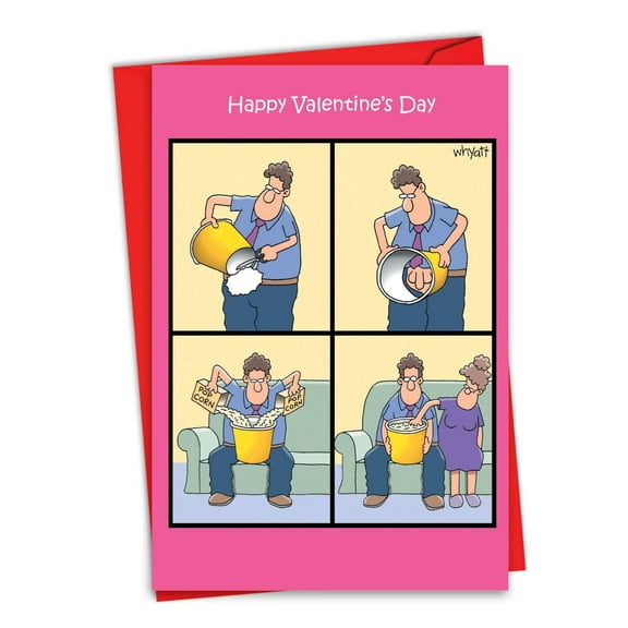 NobleWorks Funny Valentine's Day Greeting Card with 5 x 7 Inch Envelope (1 Card) Popcorn Touch 2003