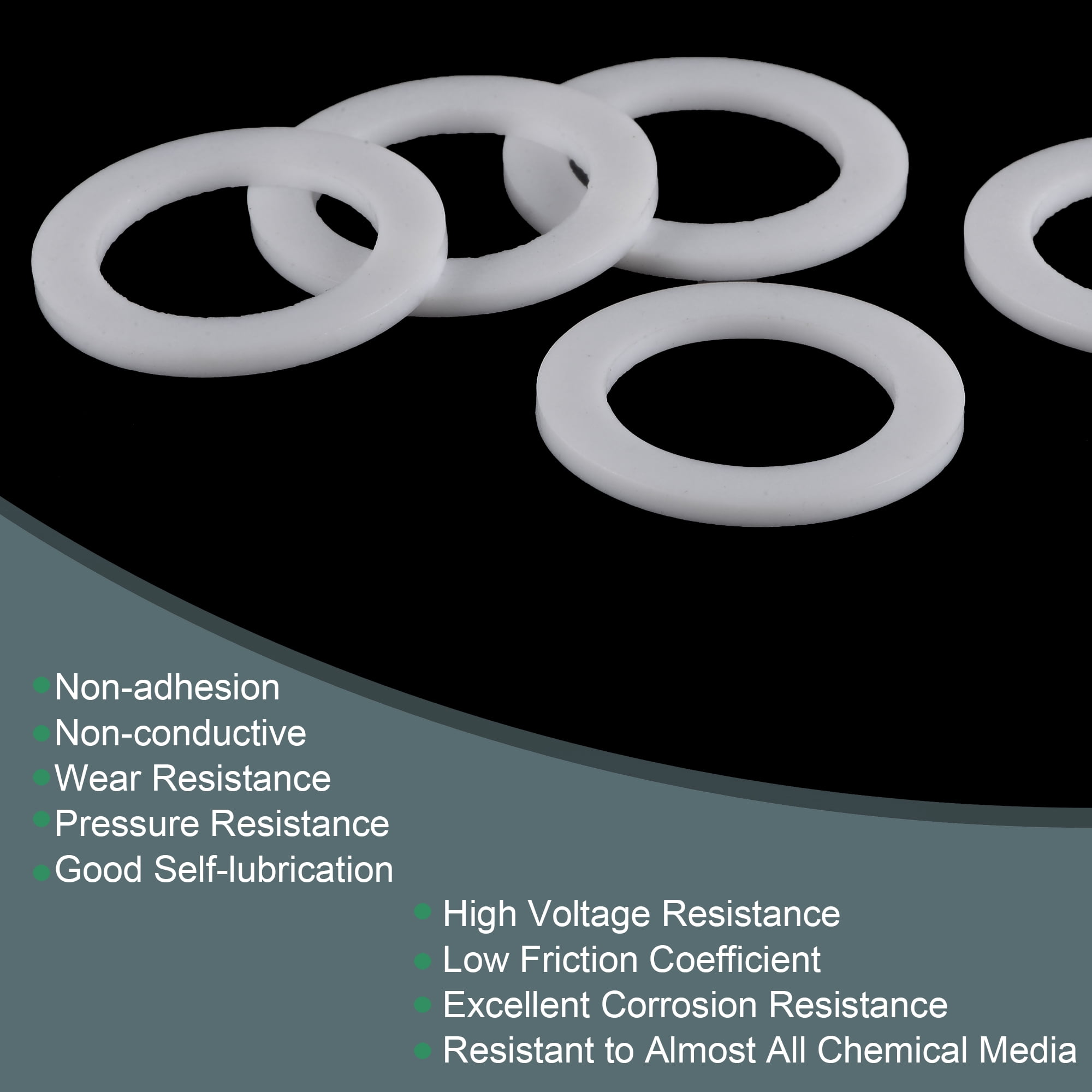 Unique Bargains Polytetrafluoroethylene Flat Washers OD 1.18" ID 0.79" Thick 0.08"