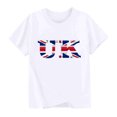 thumbnail image 2 of Chemisier à Manches Courtes à Col Rond Imprimé Drapeau Britannique pour Enfants, Tissu en Polyester, Tenue Décontractée pour l'École, Coupe Douce et Confortable, Haut Estival et Printanier Respirant, Lavable à la Machine, 2 of 5