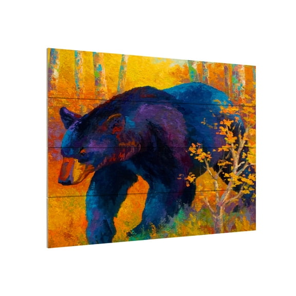 Marion Rose 'In To Spring Black Bear' Wood Slat Art