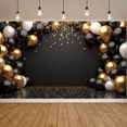 thumbnail image 5 of Black Gold White Party Banner Metallic Balloons Celebration Backdrop Shiny Confetti Hanging Ornaments Event Display for Birthday Celebration Anniversary Party Formal Events, 5 of 9