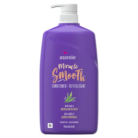 Aussie Paraben-Free Miracle Smooth Conditioner w/ Aloe & Kelp For Frizzy Hair, 26.2 fl (Best Hair Conditioner For Frizzy Hair)