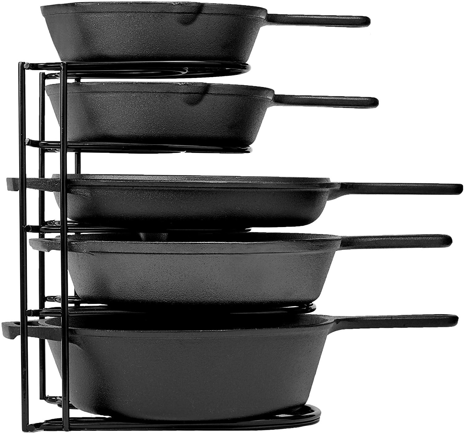 SANNO Pot Lid Holder,Wire Rack for Sorting Trays,Pans and Other Cookware Items,Freestanding Pan Stand with 6 Slots,White