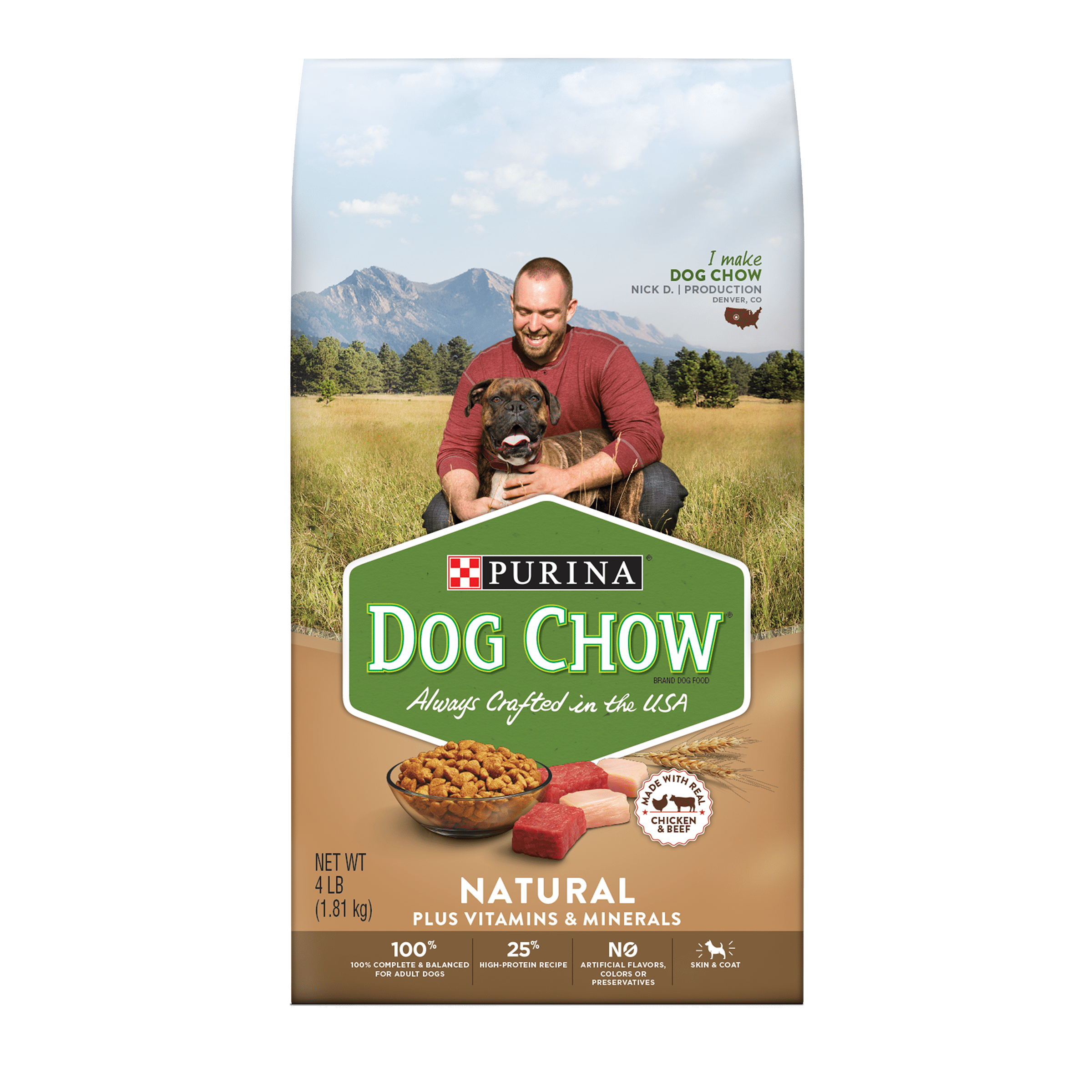 Purina Dog Chow Natural, High Protein Dry Dog Food, Natural, 4 lb. Bag