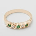 thumbnail image 4 of LBG British Made 18k Rose Gold Natural Emerald & Cultured Pearl Womens Eternity Ring - 33 size options - Sizes 4 to 12 Available, 4 of 6