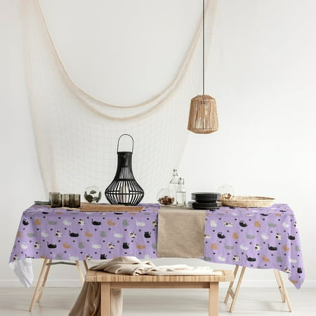 

ArtVerse Cat Pattern Rectangle Tablecloth - 58 x 102 Purple Multicolor Animal