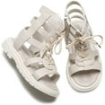 thumbnail image 4 of Toddler Baby Girls Gladiator Sandals Open Toe Rubber Sole Roman Shoes Zipper Outdoor Summer Sandals for Girls(Toddler/Little Kid), 4 of 7
