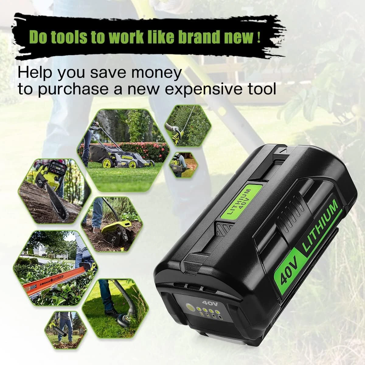 For RYOBI 40V 8.0Ah Lithium-Ion Battery Replacement OP40201 OP40261 OP4030