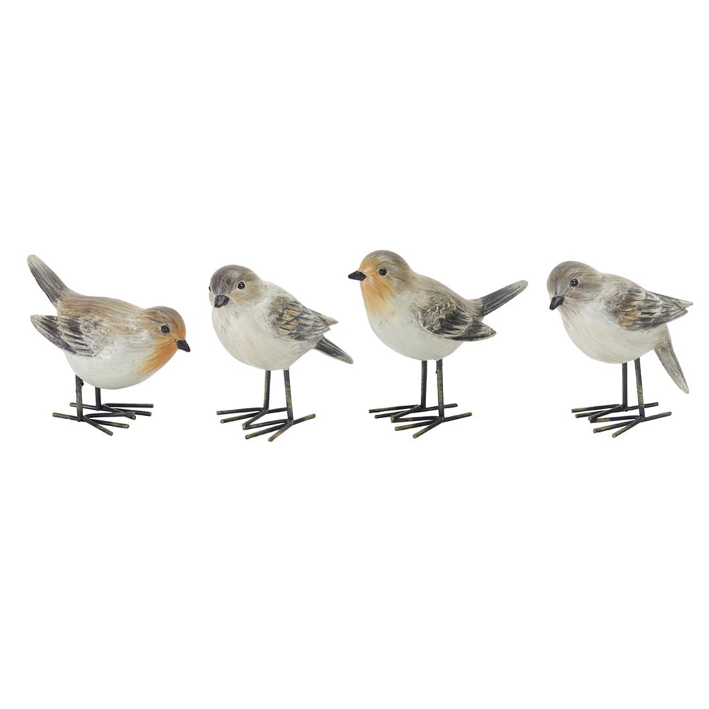 Pack of 12 Gray and White Assorted Resin Birds 3.75"