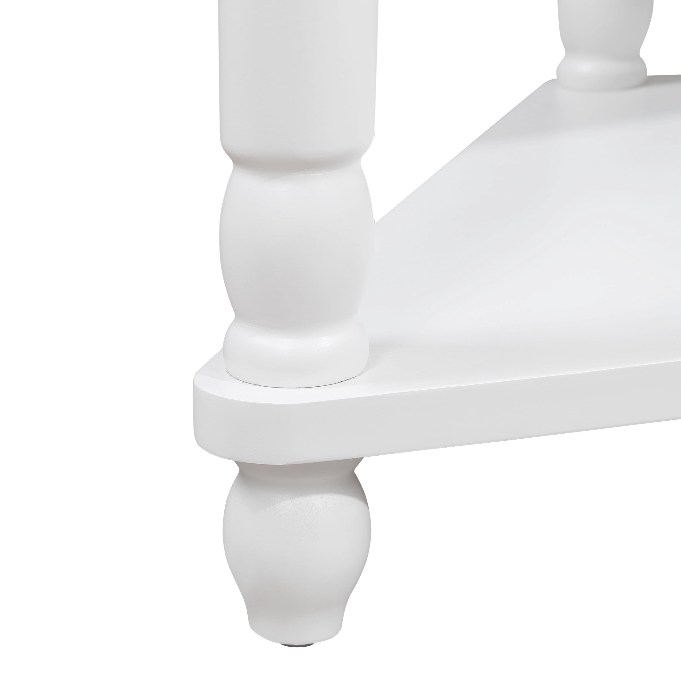 Noble House 34" Triangle Corner Table, MDF Table with Solid Wood Legs, Small Space/Living Room Side Table, Milk White