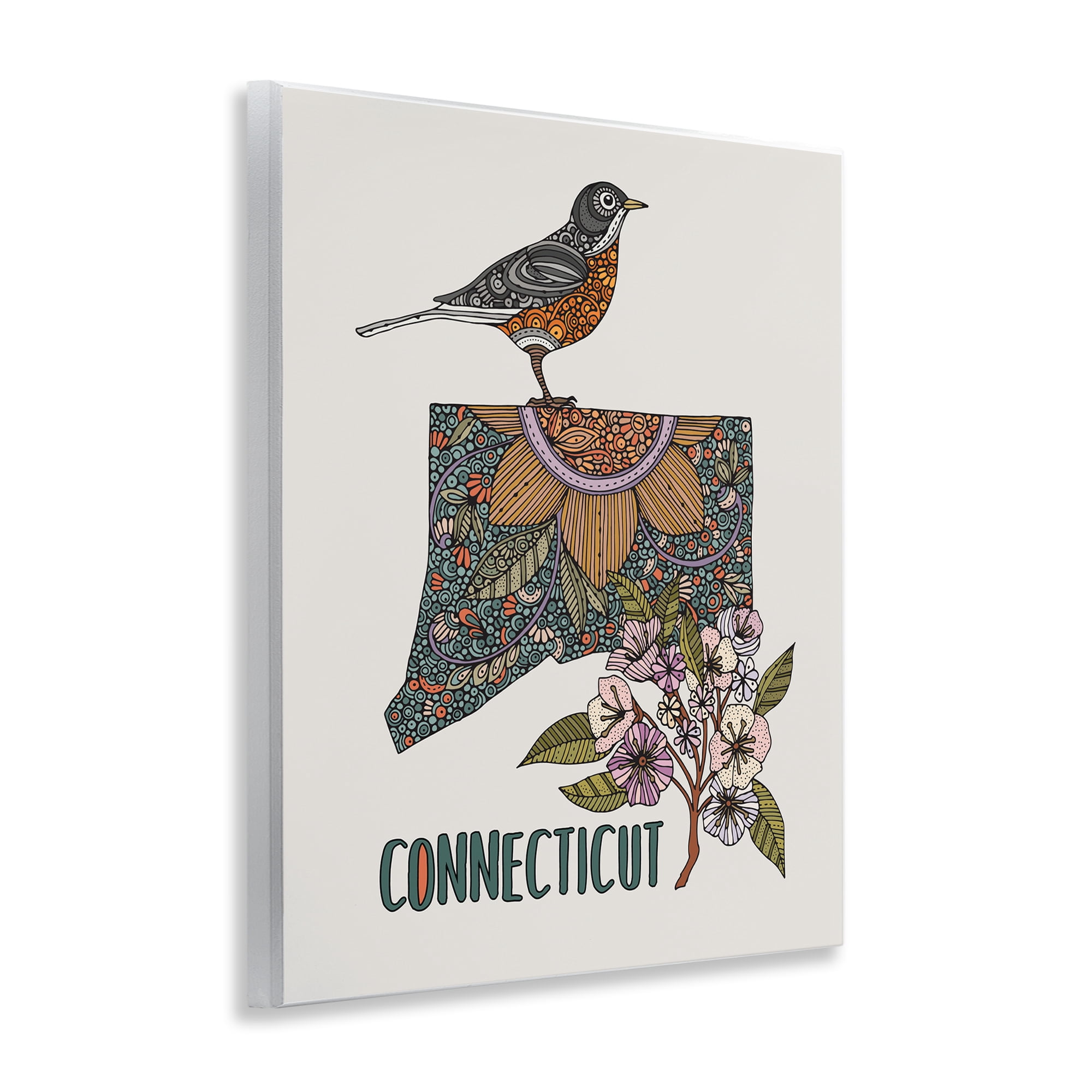 Stupell Industries Floral Connecticut State Botanical & Floral Painting Unframed Art Print Wall Art, 11 x 14