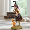 Halloween Decoration Witch Statue Witch with Dog Figurine Resin Desktop