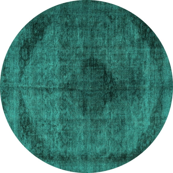 Ahgly Company Machine Washable Indoor Round Persian Turquoise Blue Traditional Area Rugs, 3' Round