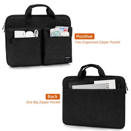 KINGSLONG Sac à Bandoulière pour Ordinateur Portable 15,6 Pouces, Étui de Transport Antichoc pour Ordinateur Portable Ultrabooks, Housse de Sac à Main Compatible avec Acer Asus Dell Lenovo HP Toshiba, Noir