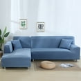 thumbnail image 3 of Sofa Covers for L Shape, 2 Pieces Polyester Fabric Stretch Slipcovers 3 seater(70"-90") + 3 seater(70"-90")+ 2 Pieces Pillow Covers for Sectional sofa L-shape Couch, 3 of 8