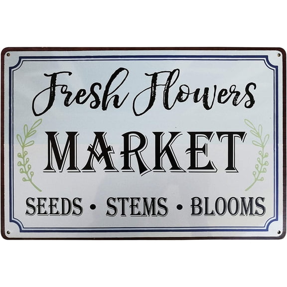 Vintage Farmers Market Metal Sign, Retro Farmhouse Wall Art Decoration, 8 x 12 Inch