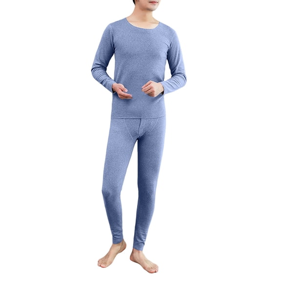 Letdown Men's Knit Lightweight Thermal Underwear SetsWinter Gear Long Johns Base Layer Top and Bottom Set Winter Cold Weather Thermal Clothes (Blue, XXL)