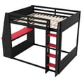 thumbnail image 6 of Mirightone Wood Full over Full Bunk Bed with Desk and Storage Shelves, Full Size Gaming Bunk Bed with LED Light & USB for Gamer - Black+Red, 6 of 7