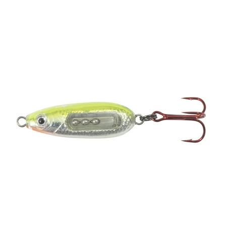 Northland Fishing Tackle Glass Buck-Shot Ice Fishing Jigging Spoon Silver Fluorescent Chartreuse 1/8 Oz for Walleye Perch and Crappie