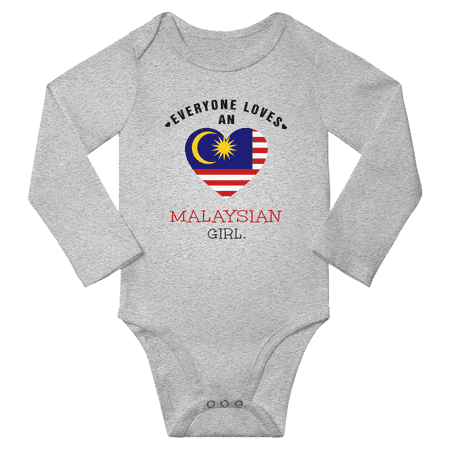 

Everyone Loves An Malaysian Girl Baby Long Slevve Romper Bodysuit (Gray 18-24 Months)