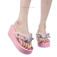 thumbnail image 4 of Chanclas de Hello Kitty con diamantes de imitación, chanclas de moda rosas, zapatos de playa con cuñas de perlas dulces y suela gruesa de verano para mujer, 4 of 6