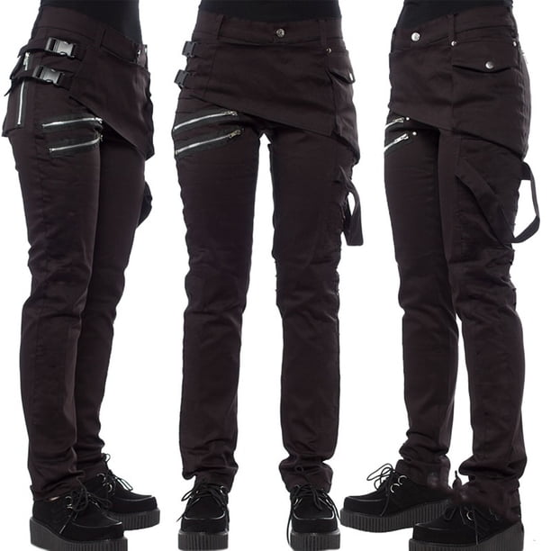 WILLBEST Pantalones Casuales de Mujer, Pantalones Vaqueros Ajustados de Halloween, Pantalones de Moda Retro Góticos para Mujer XXXXL