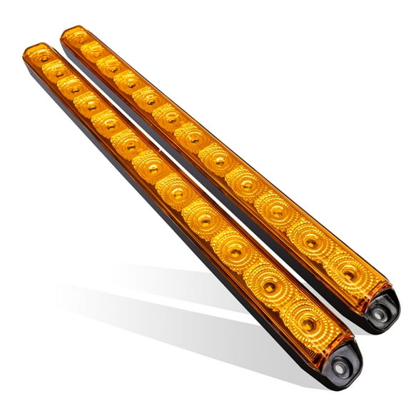 2pc 16" 12 Amber LED Trailer Light Bar [Hazard   Sequential Turn Signal] [DOT FMVSS 108] [SAE I6P2] [IP67 Submersible] Running Side Marker Rear Trailer Tail Light Bar Motorcycle Utility Boat Trailer