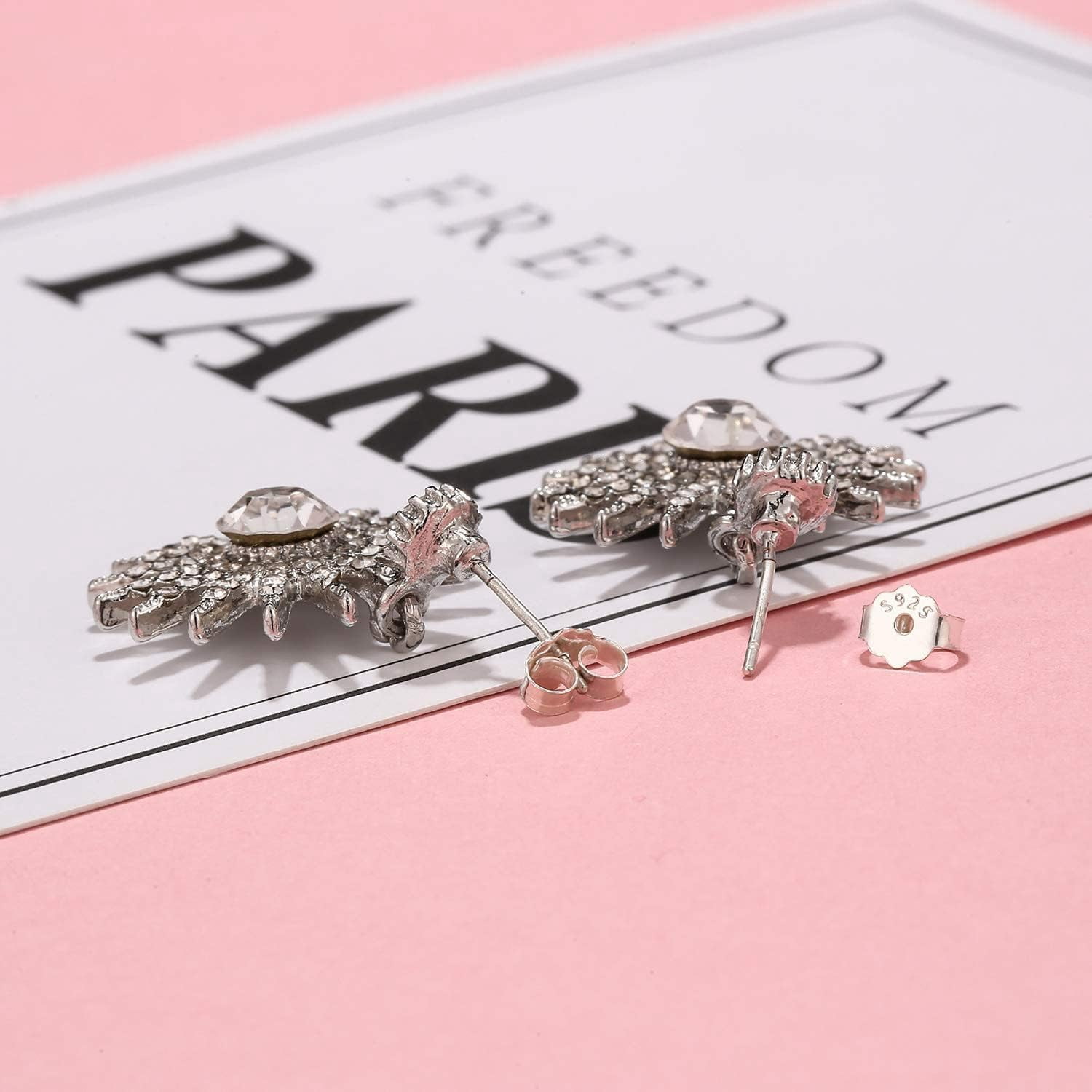 S925 Sterling Silver Earring Backs Replacements for Studs, 12Pcs/6Pairs Pierced Backings Secure Posts, Hypoallergenic Safety Locking Butterfly Ear Ring Stoppers 5.9x5.4x3.3mm