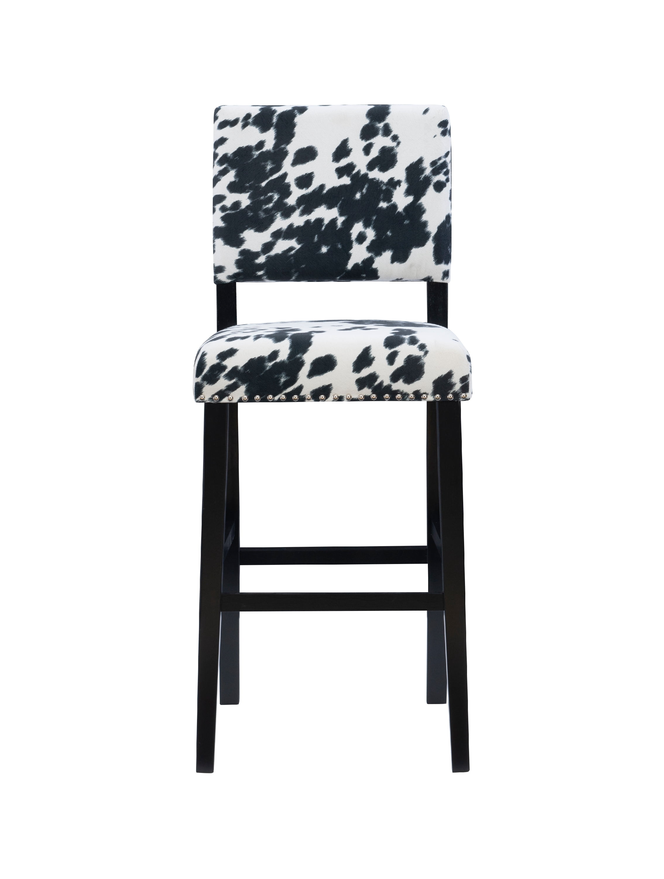 Linon Armond 30" Indoor Bar Stool, Black Cow Print Fabric