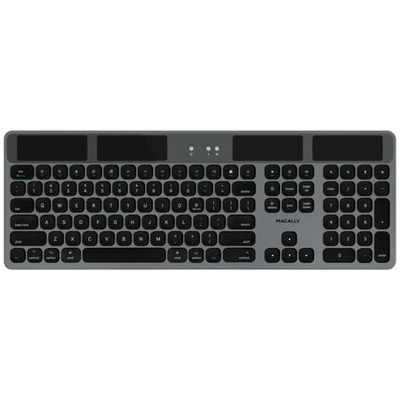 Macally Bluetooth Wireless Solar Keyboard for Mac Mini/Pro, iMac Desktop Computers & Apple MacBook Pro/Air Laptops | Rechargeable Via Any Light Source | Caps Lock/Battery Indicators - Space (Best Wireless Keyboard For Macbook Pro)
